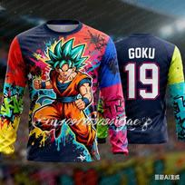 2026 Anime Dragon Ball Z Comfortable and Breathable Special Football Long Sleeve T-shirt Kids Goku Sports Quick-Drying Clothing 5xl blue