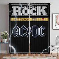 Virtuvės užuolaidos Camera Rock-ACDC Blackout užuolaida kambariui 2 skydelių pertvaros užuolaidėlės Helovino dekoracija Gyvenamasis Elegantiškas W50xH70cmx2pcs-CL