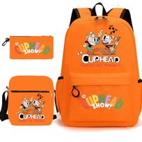 Cuphead Cuphead Mokinys Mokyklinė Kuprinė Trys Dalys Vaikų Pečių Pietų Pieštukinė Animacinis Three-piece set