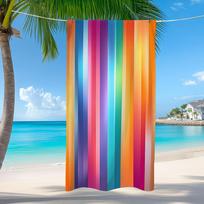 Rainbow Gradient Stripe Beach Towel, Vibrant Vertical Stripes Print Oversized Bath Towel, Soft Quick Dry Summer Beach Blanket 130x80cm orange