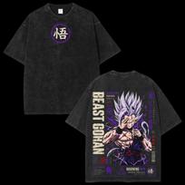 Dragon Ball Gohan Beast Anime skalbinti marškinėliai Vintage Streetwear Grafiniai vyrams moterims medvilniniai Streetwear aukštos kokybės trumparankoviai moteriški vyriški drabužiai S black