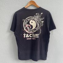 t&c surf hawaii surfing tshirt black and white 150 gray