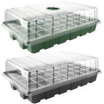 Plant Starter Tray 40 Holes Adjustable Vents Stackable Drainage Holes Propagator Plant Grow Tray Type 1 gray