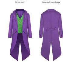 Filmo superblogiečio kostiumas persirengimas Džokerio Cosplay Steampunk Gotikinis Viduramžių frakas striukė liemenė kostiumas suaugusiems vaikams vyrams Hallow PURPLE-M purple