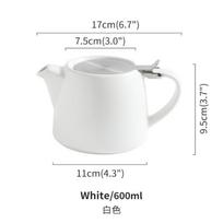 600ML Spalvingas keramikinis arbatinukas Namų arbatos rinkinys su filtru Didelės talpos popietės arbatos užplikiklis Arbatinukas Kavos virdulys white