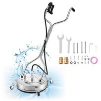 VEVOR 41.9 cm Pressure Washer Surface Cleaner with Wheels, Stainless Steel, Power Washer Attachment with Raised Handle for Concrete, Patio, Sidewalk 43 x 43 x 147 cm