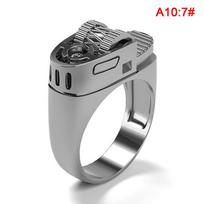 New·1PC Lighter Ring For Men Women Vintage Punk Jewelry Gold/Silver Color Hip Hop Rings gray