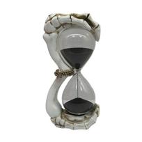 Resin Skull Sand Timer Statues Collectible Figurines Decorative Ornament Scary Halloween Decorations for Home Office gray