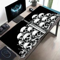 Horror Skull Skeleton Extended Desk Mat Non Slip Rubber Base Stitched Edge Gaming Keyboard Table Mat For Laptop Office Gamers 900x300x3mm gray