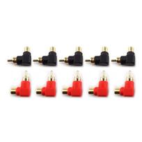 90 Degree RCA Male To Female Right Angle Connector Plug Adapters M/F 90 Degree Audio Adapter Gold Plated 5 pairs black