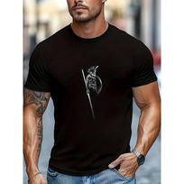 Spartan Warrior Print Men's Casual Crew Neck T-Shirt 3XL juoda