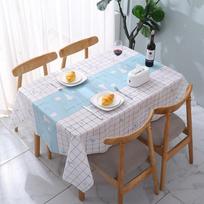 Aliejui atspari staltiesė Vandeniui atsparus užvalkalas Apsauga Paprastas namų valgomasis Peva Dekoras 137x90cm (Tablecloth Only) mėlyna