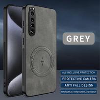 Sony Xperia 1 III Odinis (Napa) Pilno Dangalo Magnetinis Apsauginis Dėklas su Objektyvo Kritimo Apsauga Sony Xperia-1 III pilka
