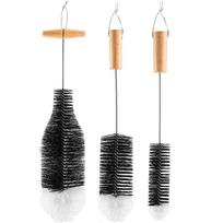 Long Bottle Brush With Beechwood Handle Soda Stream Bottle Brush Glassware Jars Cleaner Drink Wineglass Bottle Cup Cleaning Tool 1pc black