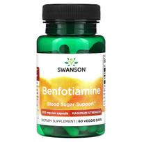 Benfotiaminas, didžiausia koncentracija, 300 mg, 60 daržovių kapsulių