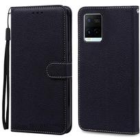 Skirta Vivo Y21S dėklas Minkšto silikono piniginė Odinis atverčiamas dėklas Skirta Vivo Y21 telefono dėklas Galinis dangtelis Skirta VivoY21S Vivo Y 21 Coque Fundas Vivo Y21 2021 (Y21S) juoda