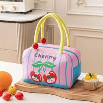 Fun fruit bento bag, thickened large-capacity thermal insulation bag, bring rice to work, lunch bag, student portable lunch box bag gray