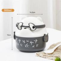 Sukraunama Bento dėžutė Nešiojama miela animacinių filmų vaikų pietų dėžutė Dvisluoksnė maisto laikymo talpykla akinių meškiuko terminė Bento dėžutė