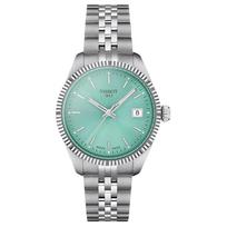 TISSOT Halo Collection Quartz Movement Women's Watch 34mm Green Dial Stainless Steel Case Steel Strap T1562101109100 Green Dial blue