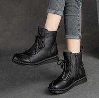 Moteriški Batai Pavasaris Ruduo Retro Neslystantis Minkštas Padėklas Plokščiapadžiai Patogūs Minkšti Plokščiapadžiai Moteriški Ankle Boots 40 juoda