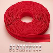 No. 5 Nylon Coil Zipper Puller for Luggage and Textiles 5m Red + 10 Pullers