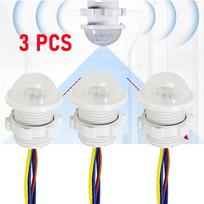 Automatinis įjungimas/išjungimas judesio jutiklis 110V 220V išmanusis jungiklis PIR infraraudonųjų spindulių judesio jutiklis išmanieji namai žmogaus kūno automatinis jutiklis naktinė lemputė 3 pcs white
