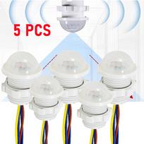 Automatinis įjungimas/išjungimas judesio jutiklis 110V 220V išmanusis jungiklis PIR infraraudonųjų spindulių judesio jutiklis išmanieji namai žmogaus kūno automatinis jutiklis naktinė lemputė 5 pcs white