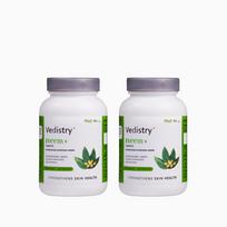 Vedistry Neem+ tabletės | Kontroliuoja aknę ir tamsias dėmes | Skatina odos sveikatą | Natūralus kraujo valiklis (Pakuotė iš 2, Tabletė - 60) white