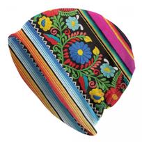Custom Mexican Flower Skullies Beanies Caps Unisex Winter Warm Knitting Hat Women Men Cool Adult Bonnet Hats Outdoor Ski Cap One Size black