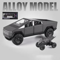 1:24 Tesla Cybertruck Sunkvežimis Lydinio Žaislinis Automobilis Modelis Metaliniai Transporto Priemonės Pikapas Motociklas Automobilio Dekoracija Vaikų Berniukų Žaislai Kalėdos Gray with box black