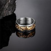 Gold Stainless Steel Norse Midgard Serpent Ring Viking Jewelry Ouroboros Dragon Jormungand Men Runes Fashion Accessory 12 gray