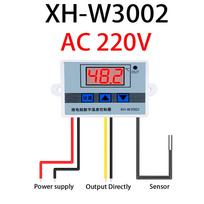 W3001 W3002 12V 24V 110V 220V LED Digital Temperature Controller Thermostat Thermometer Incubator Fridge Heating Cooling Heater W3002-AC 220V gray