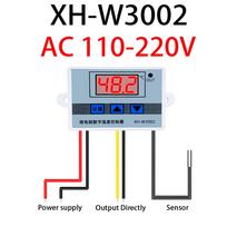 W3001 W3002 12V 24V 110V 220V LED Digital Temperature Controller Thermostat Thermometer Incubator Fridge Heating Cooling Heater W3002-AC 110V-220V gray