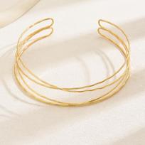 Cross-Layered Hollow Hip Hop Choker: Engraved Adjustable Neck Ring auksas