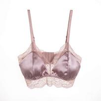 French silk rimless bra underwear mulberry silk sexy lace spring and summer thin padded M white