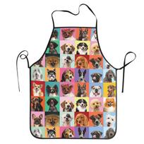 Cartoon Dog Apron Chef Baking Tablier Waterproof Bib Kitchen Cleaning Pinafore for Women Men Painting 38x47cm black