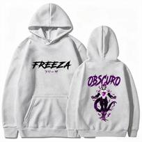 Dragon Ball Men's Hoodie Frieza Print High Quality Warm Loose Fit Autumn Winter Street Style S white