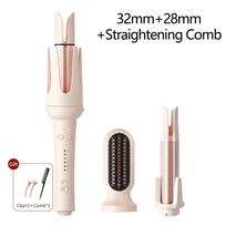 32Mm Auto Rotating Ceramic Hair Curler Fast Heating Anti Scald Curling Wand For Waves Styling AU beige