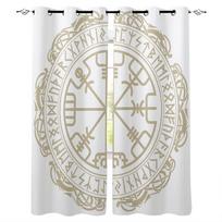 3D Viking Wolf Totem Black Curtains for Living Room Bedroom Kitchen Window Decor Nordic Home 100W130H(CM)40x51in&Grommet Top white