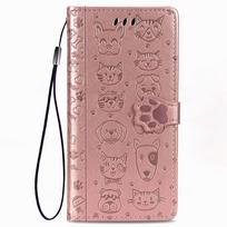 Odinis apsauginis dėklas, skirtas Samsung Galaxy M12 A12 M14 A54 5G A04S M13 A32 A52 A14 A24 A34 A13 A23 A33 A53 A73 A05 katės ir šuns motyvo piniginės dangtelis Samsung S20 Plus ryškiai rožinė