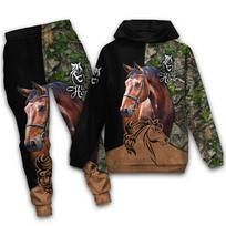 PLstar Cosmos Meilė Arkliui 3D Spausdinimo Visas Paviršius Vyriškas Sportinis Kostiumas Hoodies ir Kelnės Kombinacija Pavasaris Ruduo Unisex Laisvalaikio Sportinis Kostiumas XXXL gray
