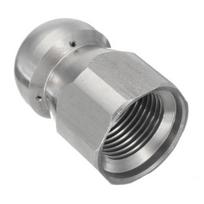 1/4 inch Pressure Washer Drain Sewer Cleaning Female Nozzle Jet Hole 1 Forward 3 Rear Spray High Quality Stainless Steel 17mm OD 1 Pcs gray