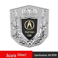 Royal VIP 3D Metal Car Grille Shield Emblem - Universal Decorative Sticker Silver Screw