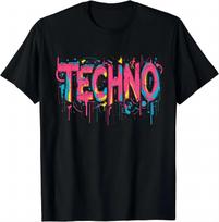 Techno Music Optical Illusion Glitch Trippy EDM Rave T-Shirt Vintage Women Clothes Y2k Top L pink