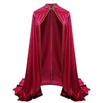 Medieval Velvet Cloak For Stage Performance With Gold Trim And Fantasy Theme For Adults brown