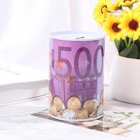 Skardinės cilindrinė taupyklė Euro dolerio paveikslėlių dėžutė Namų taupymo dėžutė pinigams Random pink