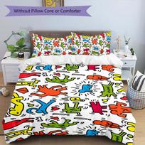 3 vnt. Keith Haring Ascending2 rašto patalynės komplektas, apkloto užvalkalų komplektas apima apkloto užvalkalą ir pagalvių užvalkalus, puiki visų sezonų miegamojo puošmena ir dovana 135cmx200cm