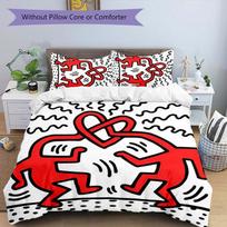 3 vnt. Keith Haring Ascending2 rašto patalynės komplektas, apkloto užvalkalų komplektas apima apkloto užvalkalą ir pagalvių užvalkalus, puiki visų sezonų miegamojo puošmena ir dovana 200cmx200cm