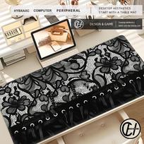Pink Lace Flower Dot Big Mouse Pad Computer Laptop Pad Game Table Pad Office Pad Desk Accessories Keyboard Mouse Pad Antislip 800x400x2mm gray
