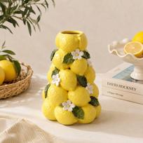 3D krovos blizgi keraminė vaisių vaza svetainės dekoravimui 15*8cm yellow